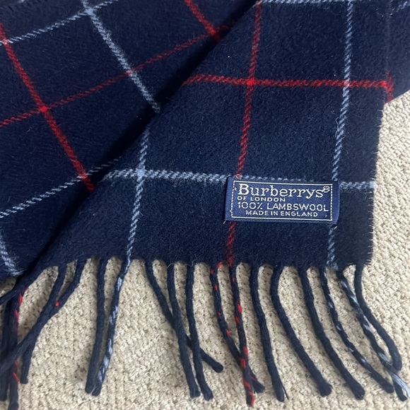 Burberry Navy and Red Checkered Lambswool 
Made in England vintage - Picture 3 of 3